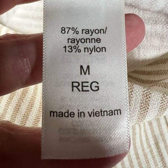 Maurices Wide Leg Pull On Tan White Striped Pants Womens Medium - Picture 5 of 10